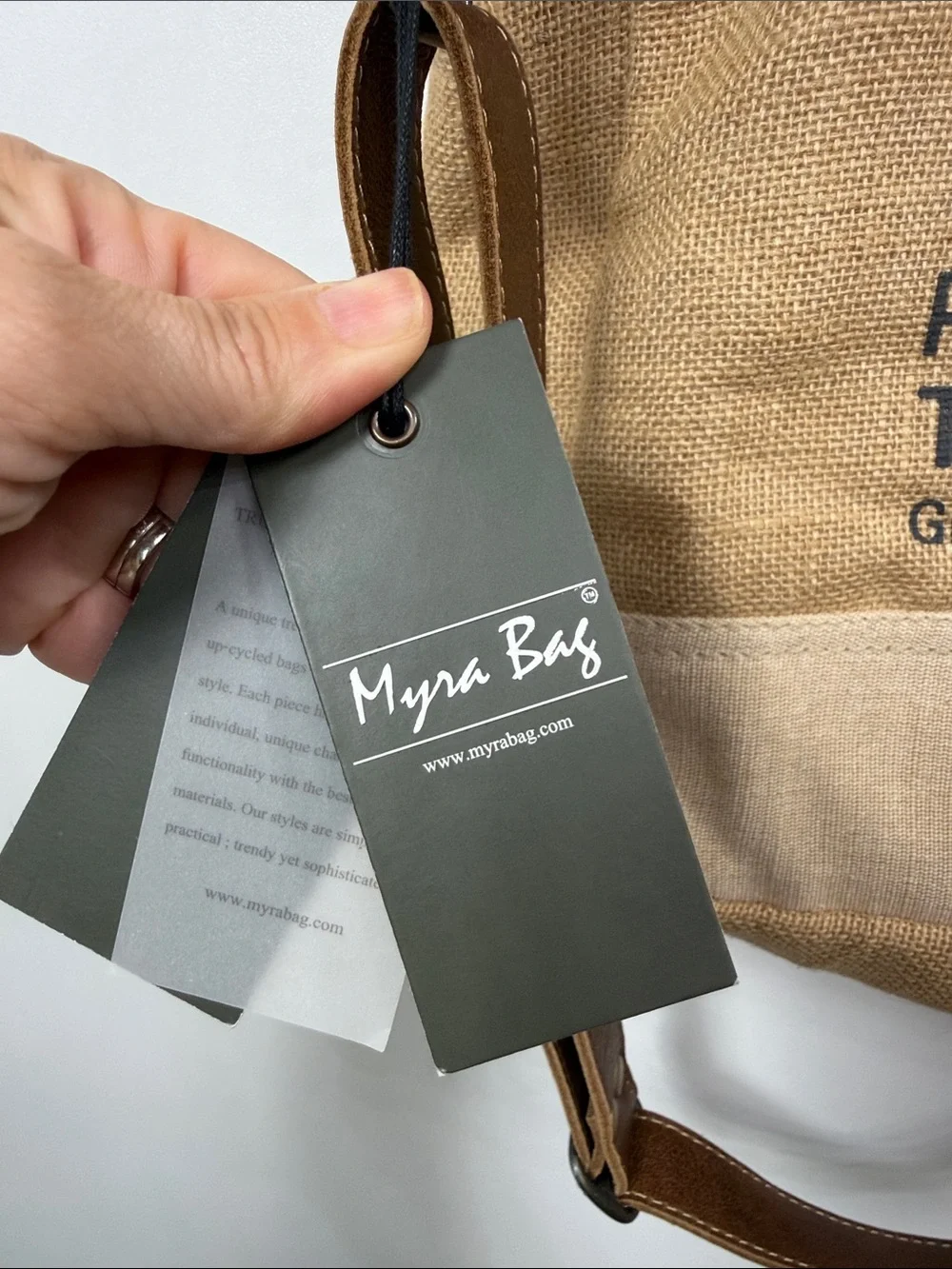 Myra Bag sustainable organic jute bag.NWT.